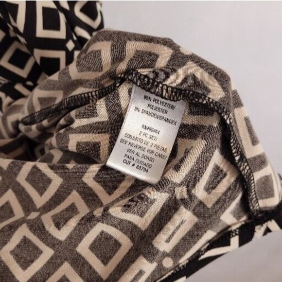 Studio I Dress And Jacket Black And Cream Geometric Pattern Petite Small - Picture 9 of 11